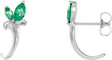 Platinum Marquise Lab-Grown Emerald Floral J-Hoop Earrings
