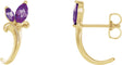 14K Gold Marquise Lab-Grown Alexandrite Floral J-Hoop Earrings - Yellow Gold