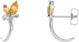 Platinum Marquise Natural Citrine Floral J-Hoop Earrings