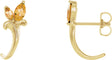 14K Gold Marquise Natural Citrine Floral J-Hoop Earrings - Yellow Gold