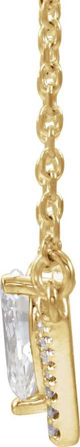 14K Gold Pear Natural White Sapphire Accented V Necklace - Yellow Gold - view 5