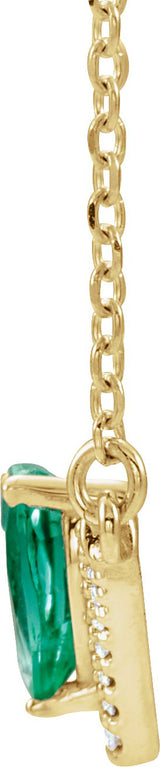 14K Gold Pear Lab-Grown Emerald Accented V Necklace - Yellow Gold - view 6