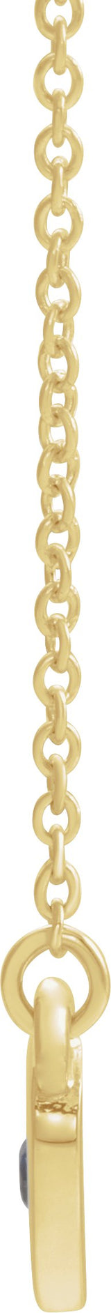 14K Gold Round Natural Blue Sapphire Heart Necklace - Yellow Gold - view 4