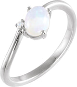 Platinum Oval Natural Ethiopian Opal & Natural Diamond Accented Bypass Ring