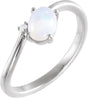 Platinum Oval Natural Ethiopian Opal & Natural Diamond Accented Bypass Ring