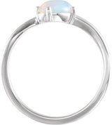 14K Gold Oval Natural Ethiopian Opal & Natural Diamond Accented Bypass Ring - White Gold - view 2