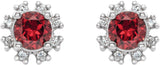 14K Gold Natural Ruby Round 4-Prong Halo-Style Earrings - White Gold - view 4