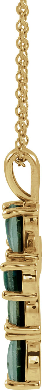14K Gold Pear Lab-Grown Mosaic Opal Beaded Cross Necklace or Pendant - Yellow Gold - view 2