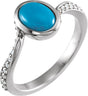 Platinum Oval Natural Turquoise & Natural Diamond Accented Bypass Ring