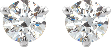 Platinum Lab-Grown Moissanite Round 3-Prong Claw Cocktail-Style Stud Earrings - view 2
