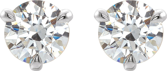 Platinum Lab-Grown Moissanite Round 3-Prong Claw Cocktail-Style Stud Earrings - view 2