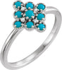 Platinum Round Natural Turquoise & Natural Diamond Geometric Cluster Ring