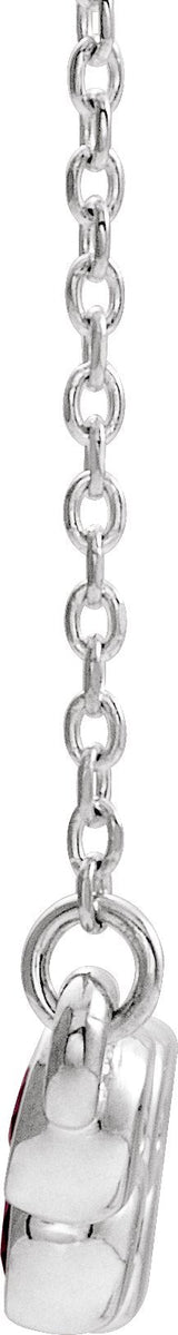 14K Gold Round Natural Mozambique Garnet Bezel-Set Bar Necklace - White Gold - view 4
