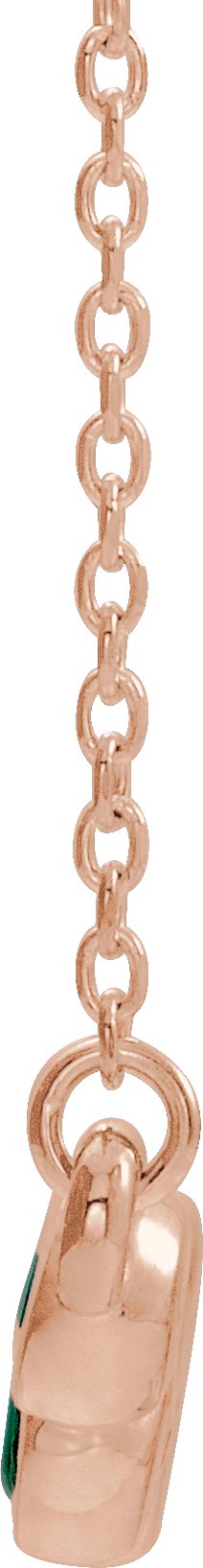 14K Gold Round Lab-Grown Emerald Bezel-Set Bar Necklace - Rose Gold - view 4