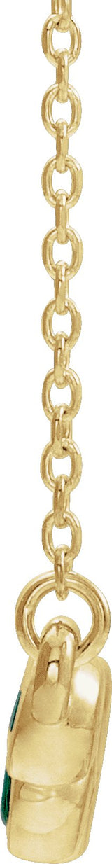 14K Gold Round Lab-Grown Emerald Bezel-Set Bar Necklace - Yellow Gold - view 4
