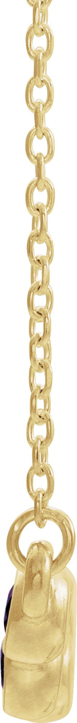 14K Gold Round Natural Alexandrite Bezel-Set Bar Necklace - Yellow Gold - view 4