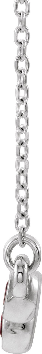 Platinum Round Lab-Grown Ruby Bezel-Set Bar Necklace - view 4