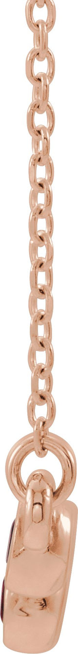 14K Gold Round Lab-Grown Ruby Bezel-Set Bar Necklace - Rose Gold - view 4
