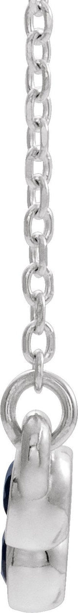 14K Gold Round Natural Blue Sapphire Bezel-Set Bar Necklace - White Gold - view 4