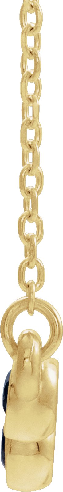 14K Gold Round Natural Blue Sapphire Bezel-Set Bar Necklace - Yellow Gold - view 4