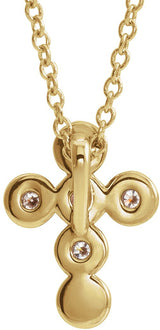 14K Gold Round Natural Diamond Bezel-Set Cross Necklace or Pendant – up to 1/4 CTW - Yellow Gold - view 6