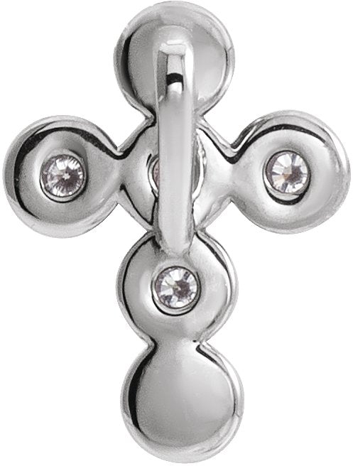 14K Gold Round Natural Diamond Bezel-Set Cross Necklace or Pendant – up to 1/4 CTW - White Gold - view 6