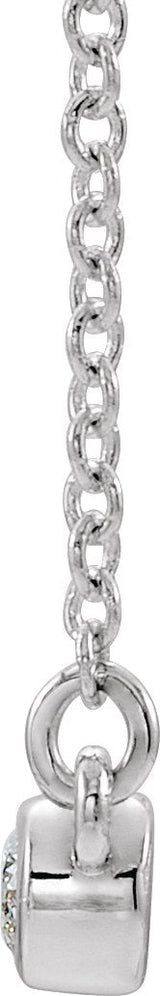14K Gold Round Natural Diamond Bezel-Set Bar Necklace – 1/6 CTW - White Gold - view 4