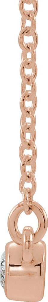 14K Gold Round Natural Diamond Bezel-Set Bar Necklace – 1/6 CTW - Rose Gold - view 5