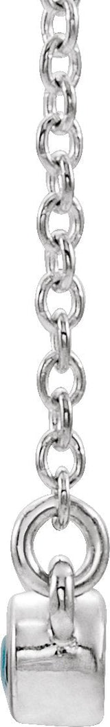 Platinum Round Natural Peridot Bezel-Set Bar Necklace II - view 5