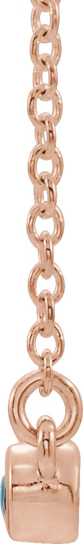 14K Gold Round Natural Peridot Bezel-Set Bar Necklace II - Rose Gold - view 5