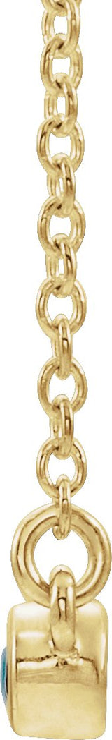 14K Gold Round Natural Peridot Bezel-Set Bar Necklace II - Yellow Gold - view 4