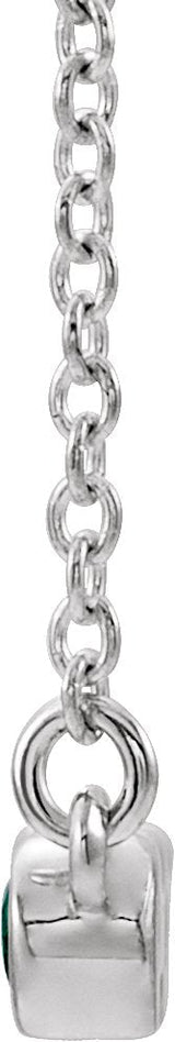 14K Gold Round Lab-Grown Alexandrite Bezel-Set Bar Necklace II - White Gold - view 4