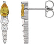 Platinum Pear Natural Citrine & Natural Diamond Accented Bar Earrings