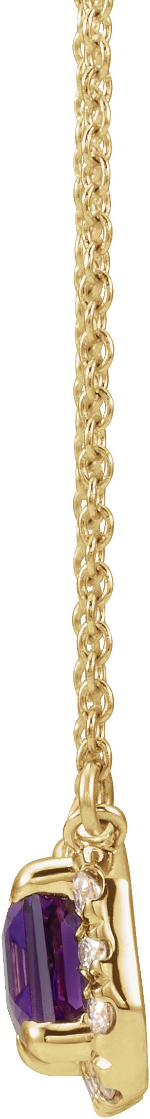 14K Gold Emerald Natural Amethyst & Natural Diamond French-Set Halo-Style Necklace - Yellow Gold - view 2