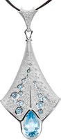 Platinum Pear Natural London Blue Topaz & Natural Aquamarine Accented Necklace or Pendant