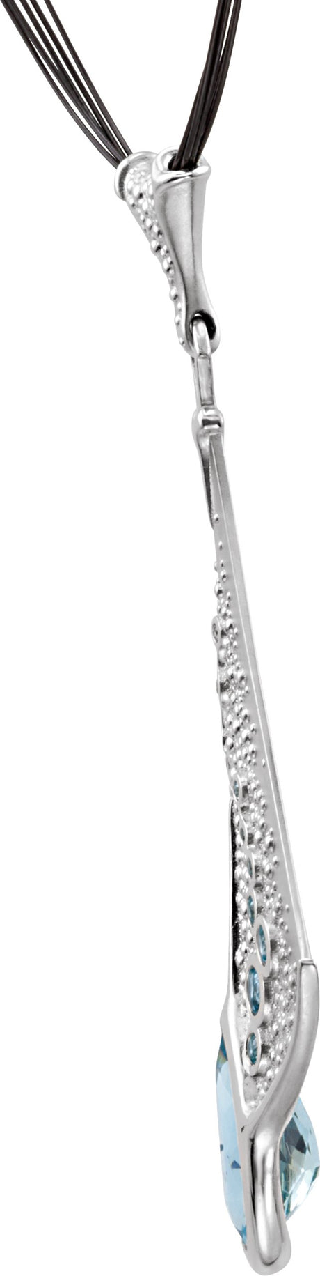 Platinum Pear Natural London Blue Topaz & Natural Aquamarine Accented Necklace or Pendant - view 2