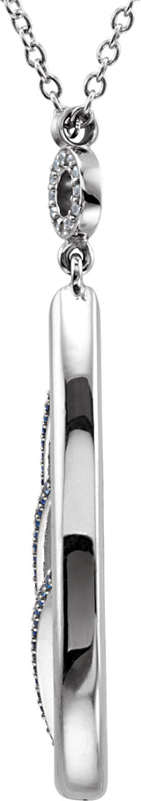Platinum Round Natural Blue Sapphire & Natural White Sapphire Accented Necklace or Pendant - view 2