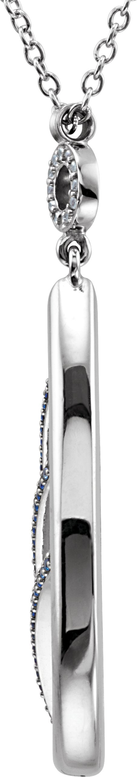 Platinum Round Natural Blue Sapphire & Natural White Sapphire Accented Necklace or Pendant - view 2