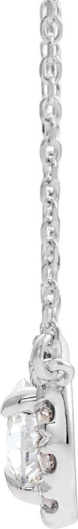 Platinum Pear Natural White Sapphire & Natural Diamond French-Set Halo-Style Necklace - view 2