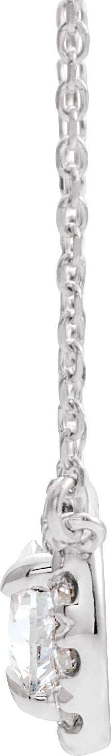 14K Gold Pear Natural White Sapphire & Natural Diamond French-Set Halo-Style Necklace - White Gold - view 2