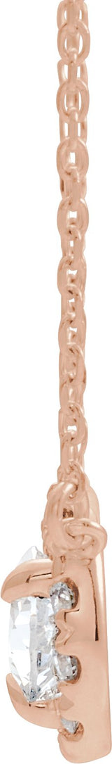 14K Gold Pear Natural White Sapphire & Natural Diamond French-Set Halo-Style Necklace - Rose Gold - view 2