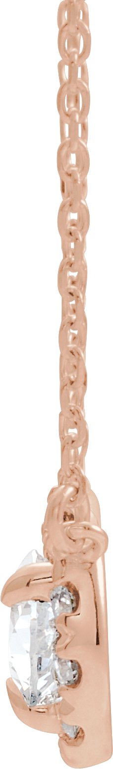 14K Gold Pear Natural White Sapphire & Natural Diamond French-Set Halo-Style Necklace - Rose Gold - view 2