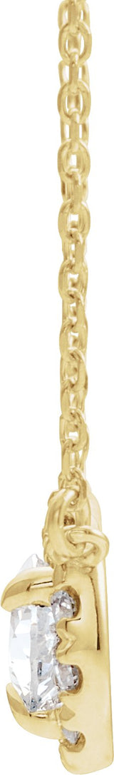 14K Gold Pear Natural White Sapphire & Natural Diamond French-Set Halo-Style Necklace - Yellow Gold - view 2