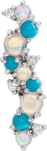 14K Gold Natural Ethiopian Opal & Natural Diamond Scattered Necklace or Pendant - White Gold