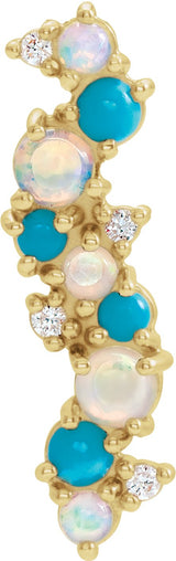 14K Gold Natural Ethiopian Opal & Natural Diamond Scattered Necklace or Pendant - Yellow Gold