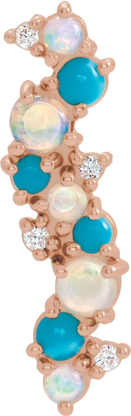 14K Gold Natural Ethiopian Opal & Natural Diamond Scattered Necklace or Pendant - Rose Gold
