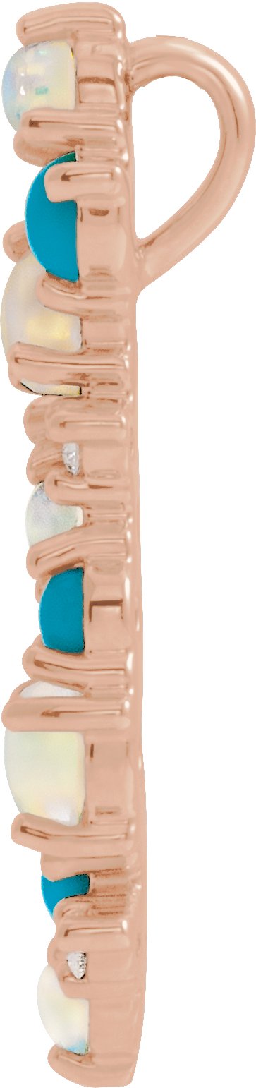 14K Gold Natural Ethiopian Opal & Natural Diamond Scattered Necklace or Pendant - Rose Gold - view 2