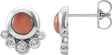 Platinum Round Natural Pink Coral & Natural Diamond Accented Cabochon Earrings