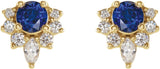 14K Gold Round Natural Blue Sapphire Accented Earrings - Yellow Gold - view 5