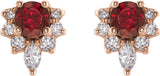 14K Gold Round Natural Mozambique Garnet Accented Earrings - Rose Gold - view 6